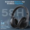 imageTREBLAB Z2 Hybrid Active Noise Cancelling Workout Headphones  SignatureHD Sound Deep Bass 58H Battery Comfortable Foldable Over Ear Bluetooth Headphones Wireless wMic for Calls for Gym SportBlack Logo
