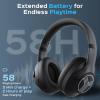 imageTREBLAB Z2 Hybrid Active Noise Cancelling Workout Headphones  SignatureHD Sound Deep Bass 58H Battery Comfortable Foldable Over Ear Bluetooth Headphones Wireless wMic for Calls for Gym SportWhite Logo