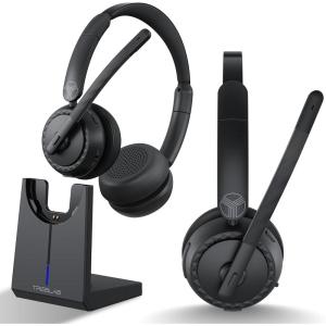 imageTREBLAB C7Pro Wireless Bluetooth Headset 45H Playtime Bluetooth 53 40mm Drivers TypeC Fast Charging IPX4 Waterproof Wireless Headset with Mic for Work Home Office Calls Laptop PC