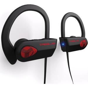 imageTREBLAB XR500 Bluetooth Running Headphones IPX7 Waterproof Noise Cancelling SecureFit Wireless Sport Earbuds with MicBlack