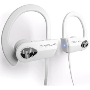imageTREBLAB XR500 Bluetooth Running Headphones IPX7 Waterproof Noise Cancelling SecureFit Wireless Sport Earbuds with MicWhite