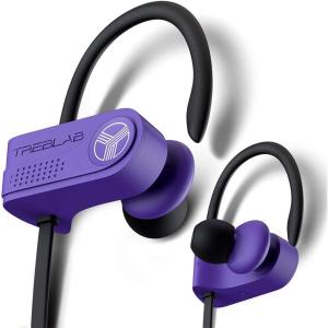 imageTREBLAB XR700 Wireless Earbuds  Bluetooth 50 IPX7 Waterproof Noise Cancelling Adjustable Earhooks 9H Battery Deep Bass Mic  Sports Running Headphones for Workouts Gym TravelPurple