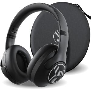 imageTREBLAB Z2 Hybrid Active Noise Cancelling Workout Headphones  SignatureHD Sound Deep Bass 58H Battery Comfortable Foldable Over Ear Bluetooth Headphones Wireless wMic for Calls for Gym SportWhite Logo
