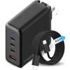 imageTREBLAB 100W Charger  100W USB C Charger with Dual USBC PD Ports USBA 30W Output GaN Technology Fast Charging Adapter with Wide Voltage Input TypeC Cable Included  USEU Compatible Plug